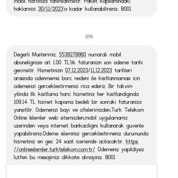 Türk Telekom 1 TL Lik Ödeyemediğimiz Borçtan Hattı Kapattı.