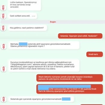 Tıkla Gelsin Nedensiz Yere Sipariş İptal Ediyor, Çözmeye De Yanaşmıyor