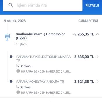 MoneyPay Kartımdan Habersiz Çekilen Para