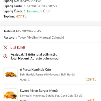 Trendyol Yemek Teslim Etmeyip İademi Yapmadı
