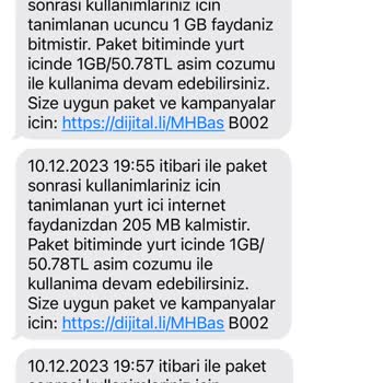 Turkcell Kullanmadığım Halde İnternet Bitti Paketi Mesajı Atıyor