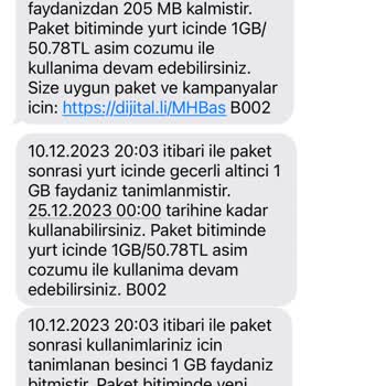 Turkcell Kullanmadığım Halde İnternet Bitti Paketi Mesajı Atıyor
