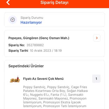 Migros Yemek Ve Popeyes Teslimat Yapılmayan Sipariş