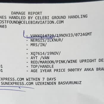 SunExpress Hava Yolları Zararımın Karşılanması Para İadesi