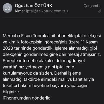Telkotürk Abonelik İptal Edilememesi
