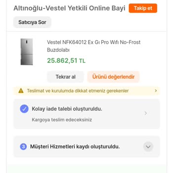 Hepsiburada Buzdolabı İadenin Alınmaması
