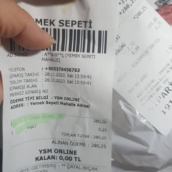 Yemeksepeti Mahalle Eksik Ürün Gönderimi