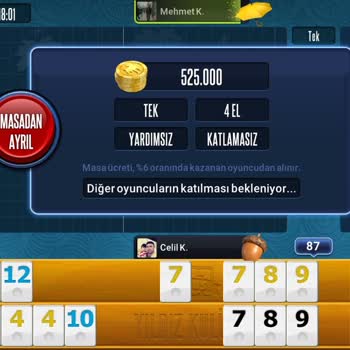 101 Okey Plus Oyun Oynarken Ekranımda Gitmeye Tablo Geldi