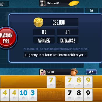 101 Okey Plus Oyun Oynarken Ekranımda Gitmeye Tablo Geldi