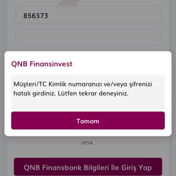 QNB Finansinvest Uygulamasına Giriş Yapamıyorum