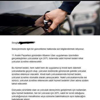 Uber Ekstra Hizmet Bedeli