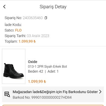 FLO Ayakkabı FLO Aynı Fiyata Ürün Değişim İmkanı Sağlamıyor