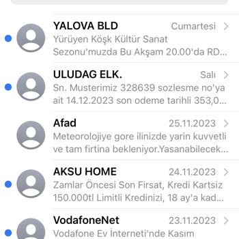 Vodafone Hattımın Eski Kullanıcısının Mesajlarının Gelmesi.