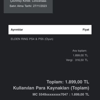 PlayStation Türkiye Kredi Kartımdan İzinsiz Harcamalar!