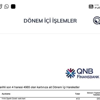 QNB Finansbank Kredi Kartı Yıllık Aidat Ücreti
