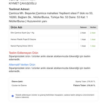 Migros Bozuk Ürün Gönderiyor