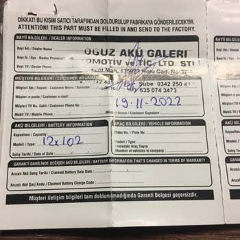 İnci Akü Yerli A** Markasının Garanti Kapsamı Sorunları