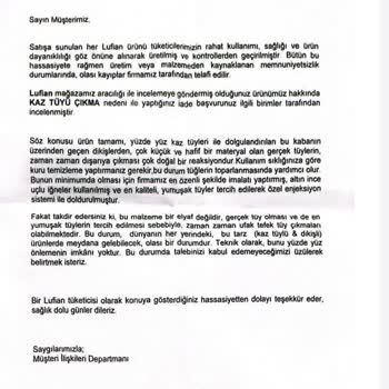 Lufian Dan Alınan Kaz Tüyü Mont