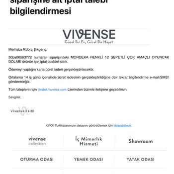 Vivense Karta Para İadesi Yapmıyor
