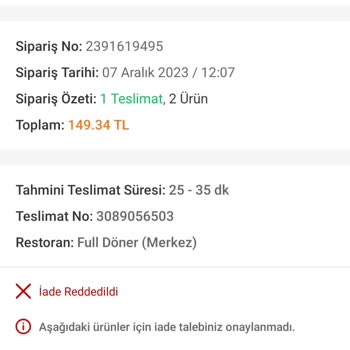Trendyol GO Getirmediği Yemeğin Parasını Alıyor