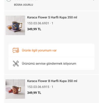 Karaca Züccaciye Eksik Olan Ürün