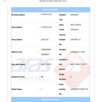 Aras Kargo Normalin Üstünde Kargo Desisi Girerek Zarara Uğratma