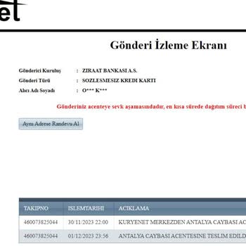 Kuryenet Teslim Edilmeyen Kredi Kartı