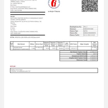 Aktif Risk Yönetimi Destek ve Danışmanlık Fatura Ödemesi 17.650 TL