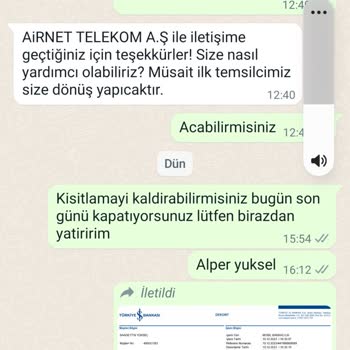 Airnet Fatura Ödemesi İnternet Kesintisi