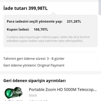 Aliexpress Ücret İadesi Yapılmadı