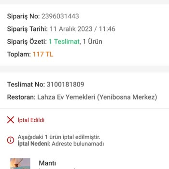 Trendyol Yemek Yemeğimi Getirmedi Para İadesi Yapmadı