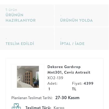 Dekorex Sipariş Teslim Etmedi