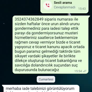 Kargolagelsin Adlı Firma Ürünü Göndermiyor Parayı İade Etmiyor