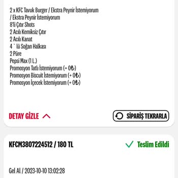 KFC Para İadesinin Yapılmaması