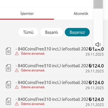 eFootball Satın Alınamayan Ürünün Fatura Edilmesi.
