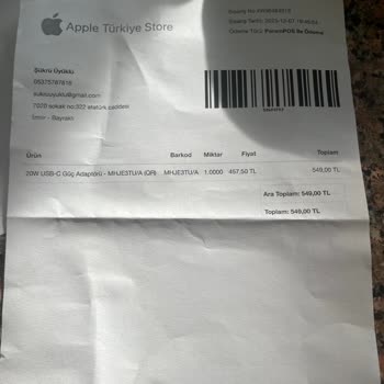 Apple Türkiye Store Orijinal Olmayan Adaptör İadesi. Yanıltıcı Site