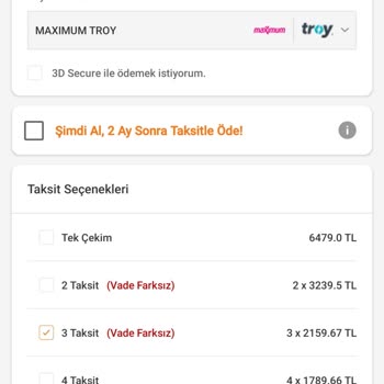 Hepsiburada Troy Logolu Kartlara Peşin Fiyatına Taksit İşlemi Yapmıyor
