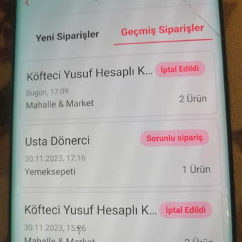 Yemeksepeti İptal İadem Olmadı