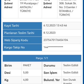 Sürat Kargo Ürünümü Başkasına Teslim Etti.