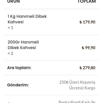Hanımeli Dibek Kahvesi Eksik Ürün Yolladı!