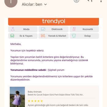 Trendyol Ürün Değerlendirmelerin Asla Kabul Edilmiyor.