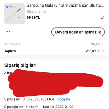 Aliexpress Yanlışlıkla "Onayla" Tuşuna Bastım