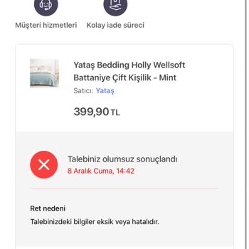 Yataş Teslim Edilmeyen Ürünlerin Ücretinin Alınması