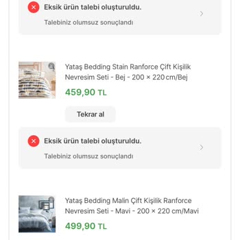 Yataş Teslim Edilmeyen Ürünlerin Ücretinin Alınması