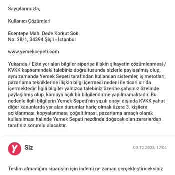 Burger King Teslim Edilmeyen Sipariş İçin Ücret İadesinin Yapılmaması.
