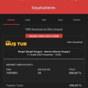 Lider Muş Turizm Obilet Üzerinden Yanlış Bilet Alımı