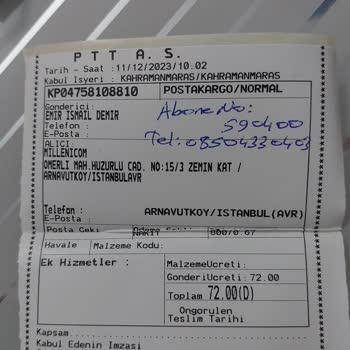 Millenicom Kargo Ücreti Talebi