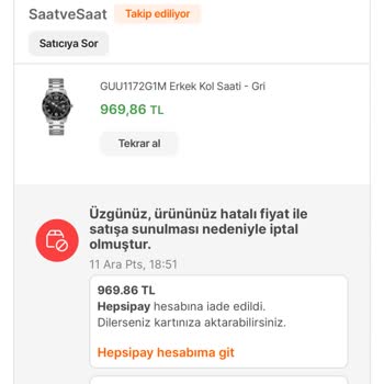 Hepsiburada Saat & Saat Kampanyasına Rağmen Siparişimi İptal Etti.