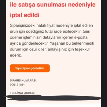 Hepsiburada Saat & Saat Kampanyasına Rağmen Siparişimi İptal Etti.