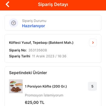 Köfteci Yusuf Bölgedeki Siparişi Getirmiyor